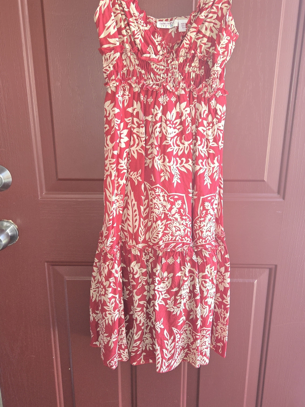 Funky People Red Floral Midi Dress Size S